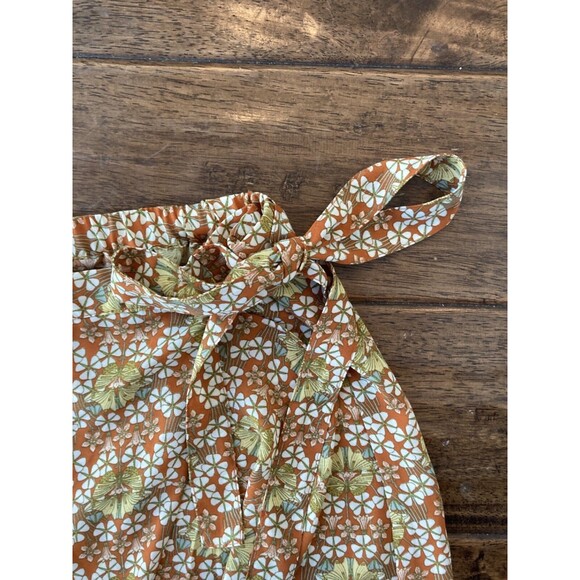 Max Studio Skirt Womens Large Orange Floral Midi Faux Wrap Hi Lo Ruffle Hem Boho - Picture 3 of 7